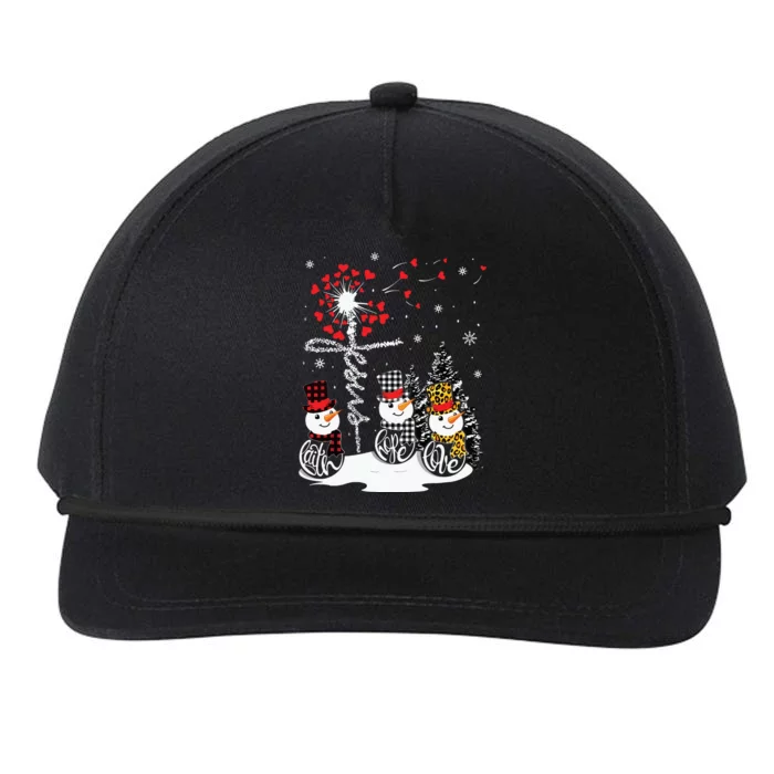 Faith Hope Love Snowman Jesus Dandelion Christian Christmas Snapback Five-Panel Rope Hat