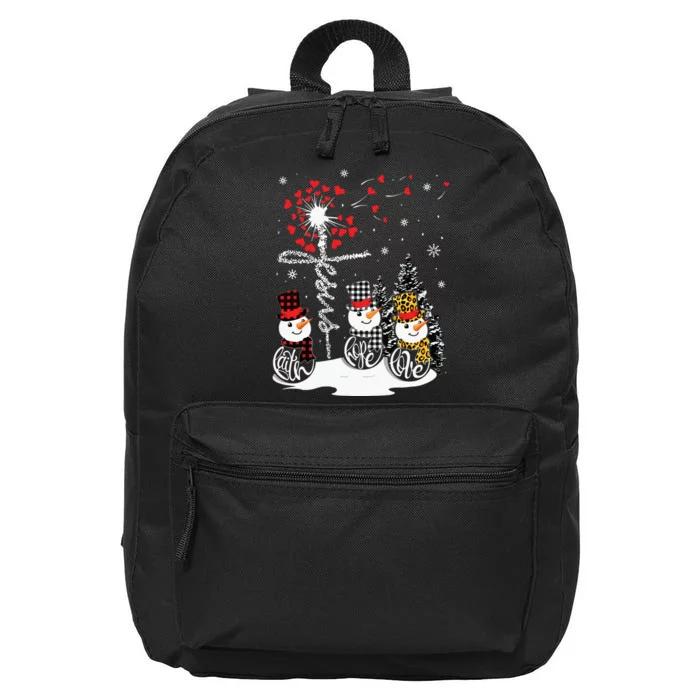 Faith Hope Love Snowman Jesus Dandelion Christian Christmas 16 in Basic Backpack