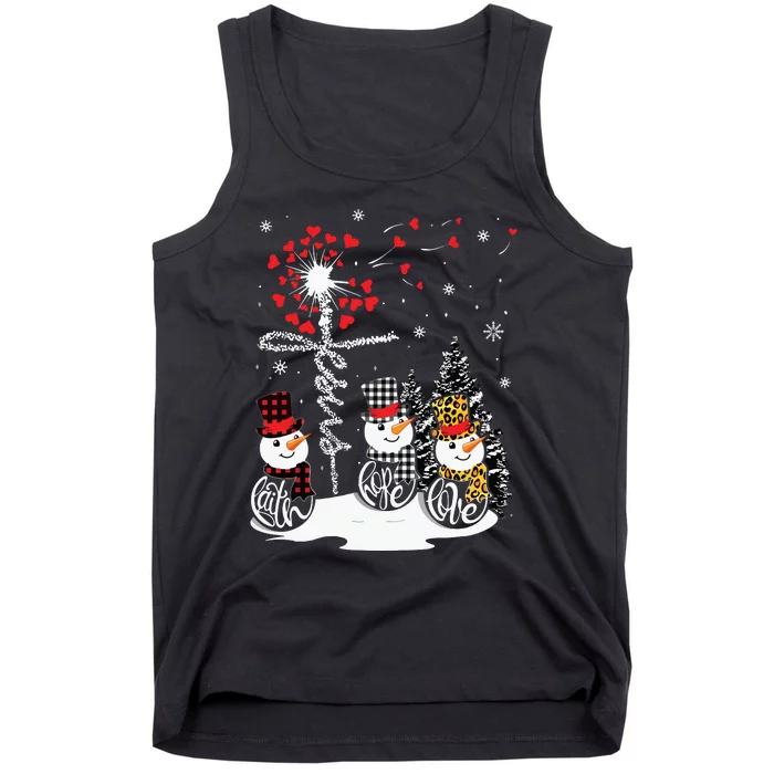 Faith Hope Love Snowman Jesus Dandelion Christian Christmas Tank Top