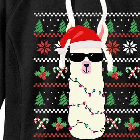 Festive Holiday Lama Sweater Festive Women's Fleece Hoodie