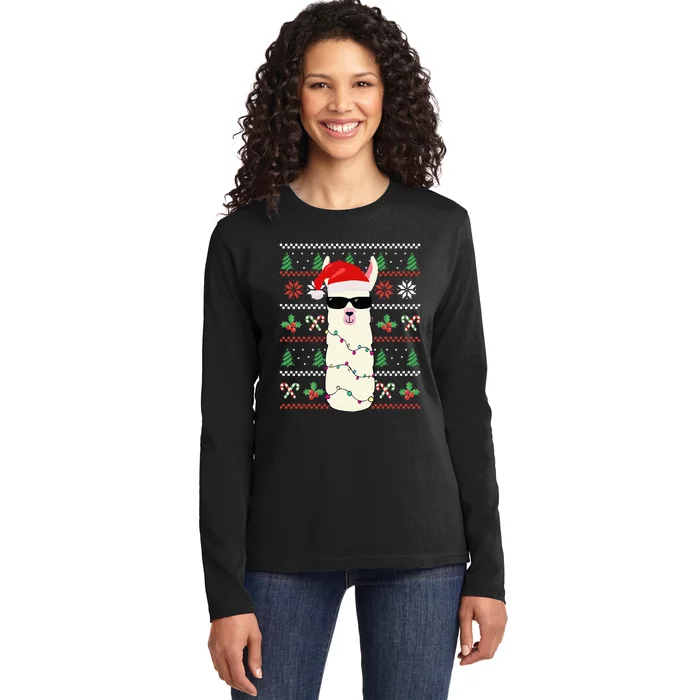 Festive Holiday Lama Sweater Festive Ladies Long Sleeve Shirt