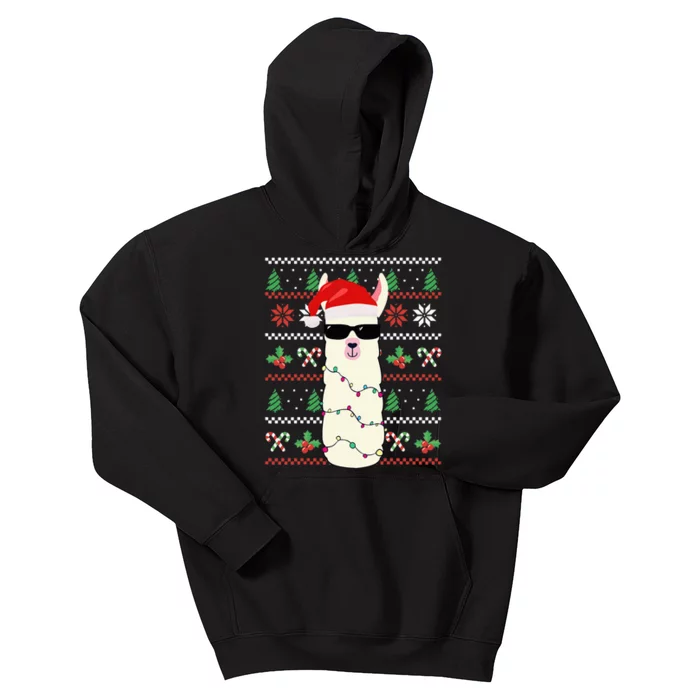 Festive Holiday Lama Sweater Festive Kids Hoodie