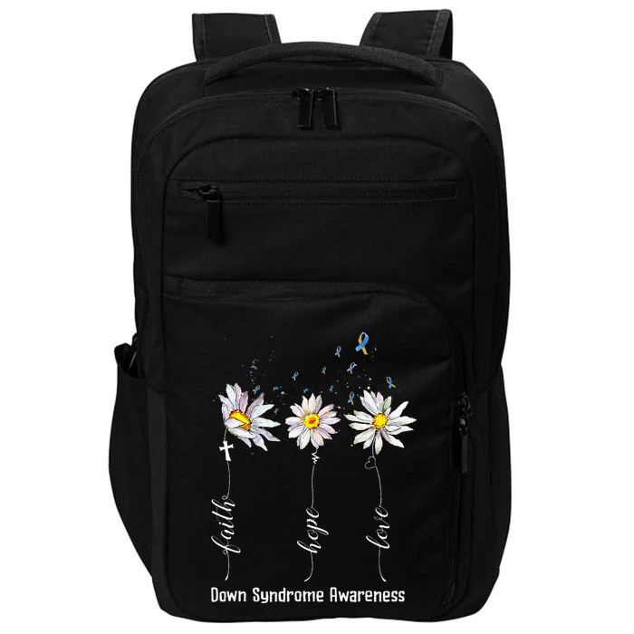 Faith Hope Love Down Syndrome Awareness Flower Impact Tech Backpack