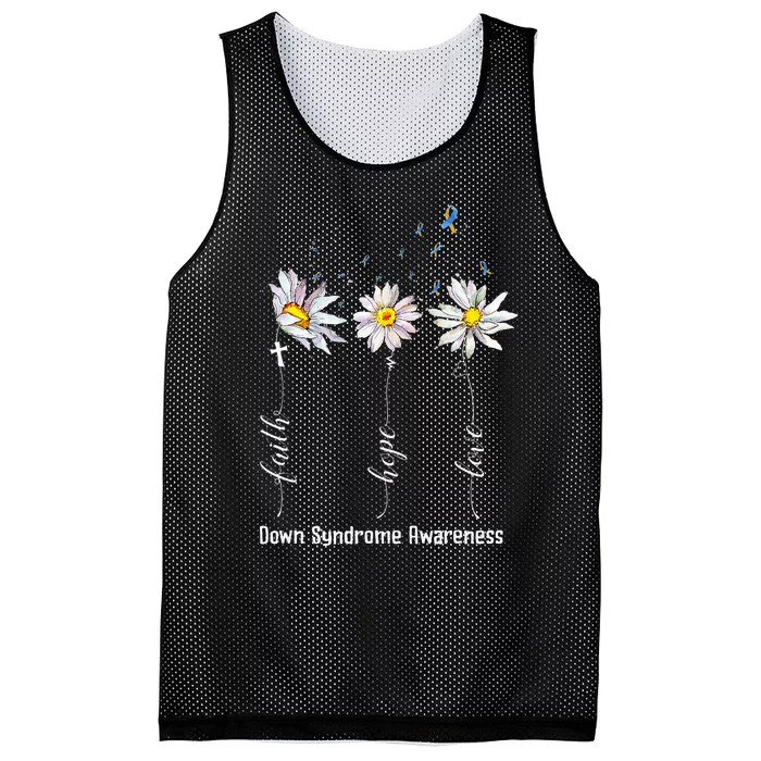 Faith Hope Love Down Syndrome Awareness Flower Mesh Reversible Basketball Jersey Tank