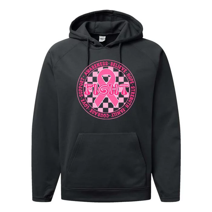 Faith Hope Love Ribbon Breast Cancer Awareness Month Performance Fleece Hoodie