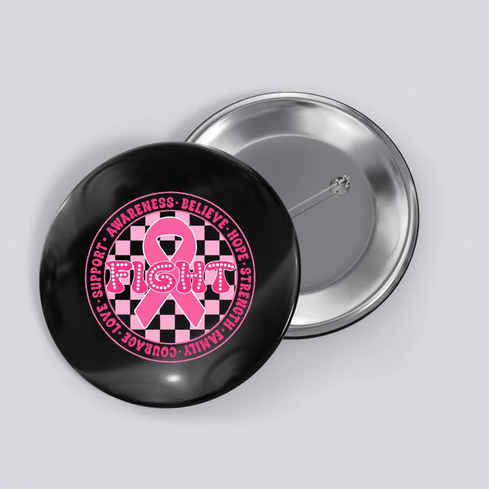 Faith Hope Love Ribbon Breast Cancer Awareness Month Button