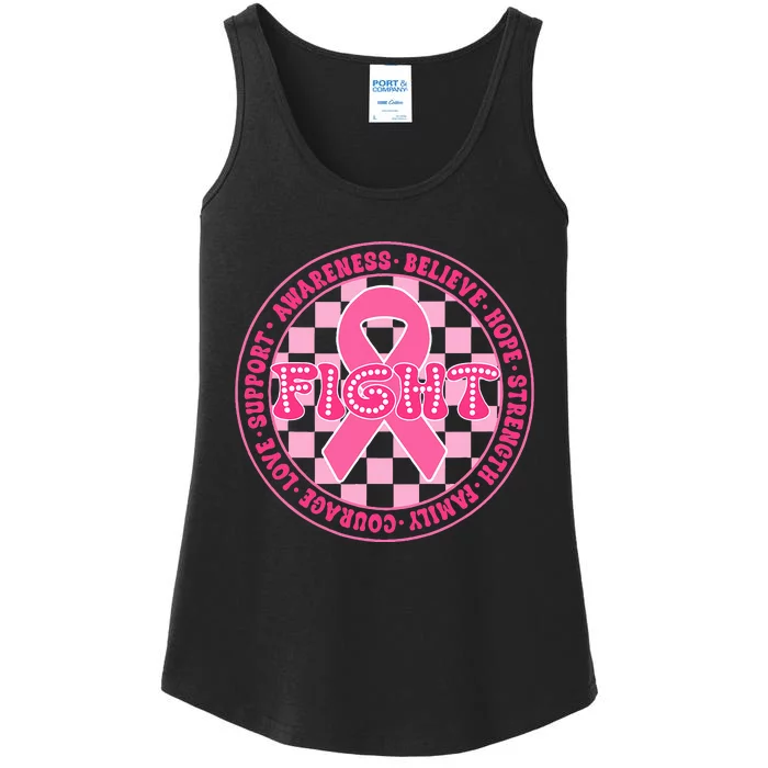 Faith Hope Love Ribbon Breast Cancer Awareness Month Ladies Essential Tank