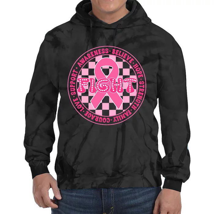 Faith Hope Love Ribbon Breast Cancer Awareness Month Tie Dye Hoodie