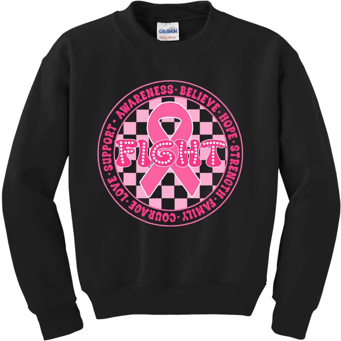 Faith Hope Love Ribbon Breast Cancer Awareness Month Kids Sweatshirt