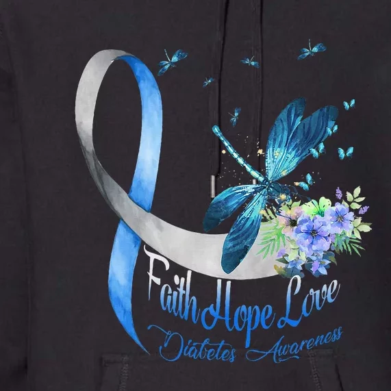 Faith Hope Love Floral Butterfly T1D Diabetes Awareness Premium Hoodie