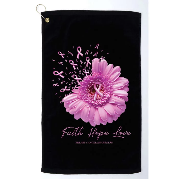 Faith Hope Love Cancer Awareness Warrior Platinum Collection Golf Towel