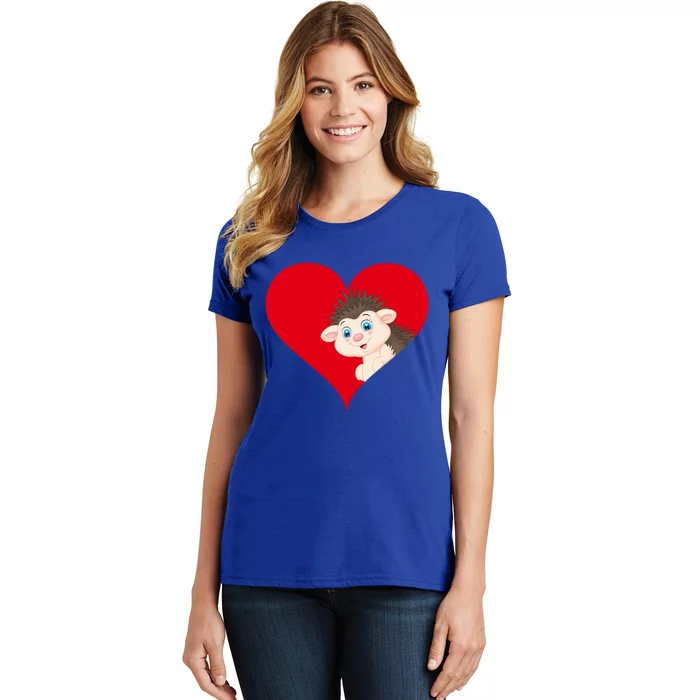 Funny Hedgehog Lover Heart Shape Hedgehog Valentines Day Gift Women's T-Shirt