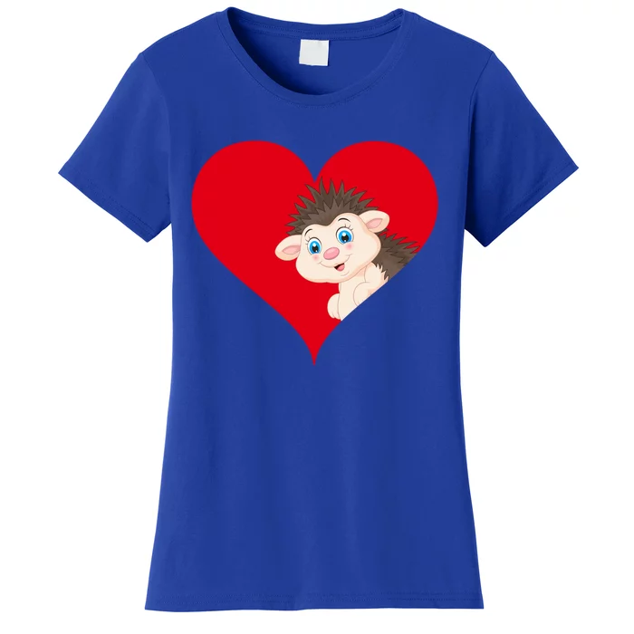 Funny Hedgehog Lover Heart Shape Hedgehog Valentines Day Gift Women's T-Shirt