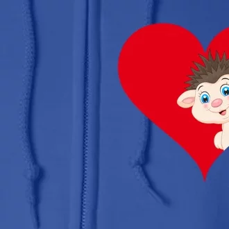 Funny Hedgehog Lover Heart Shape Hedgehog Valentines Day Gift Full Zip Hoodie