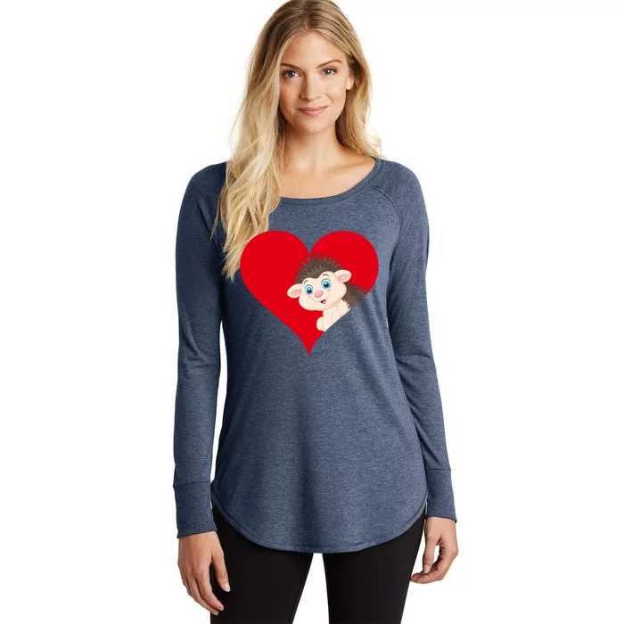 Funny Hedgehog Lover Heart Shape Hedgehog Valentines Day Gift Women's Perfect Tri Tunic Long Sleeve Shirt