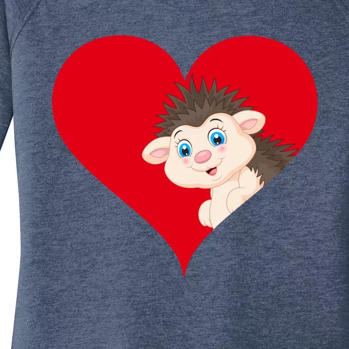 Funny Hedgehog Lover Heart Shape Hedgehog Valentines Day Gift Women's Perfect Tri Tunic Long Sleeve Shirt