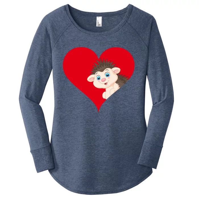 Funny Hedgehog Lover Heart Shape Hedgehog Valentines Day Gift Women's Perfect Tri Tunic Long Sleeve Shirt