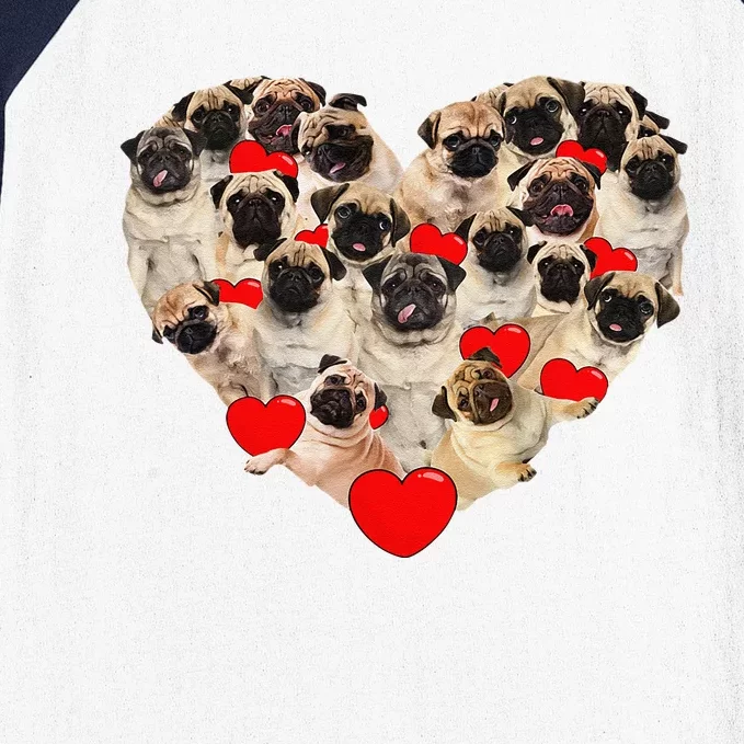 Funny Heart Love Pug Valentine's Day Puppy Pug Dog Lover Baseball Sleeve Shirt