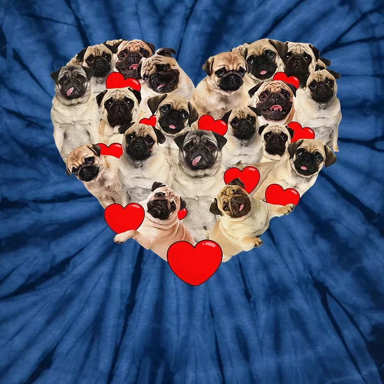 Funny Heart Love Pug Valentine's Day Puppy Pug Dog Lover Tie-Dye T-Shirt