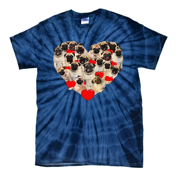 Funny Heart Love Pug Valentine's Day Puppy Pug Dog Lover Tie-Dye T-Shirt