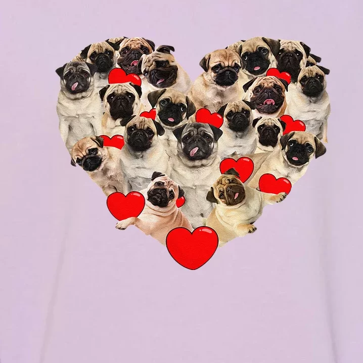 Funny Heart Love Pug Valentine's Day Puppy Pug Dog Lover Garment-Dyed Sweatshirt