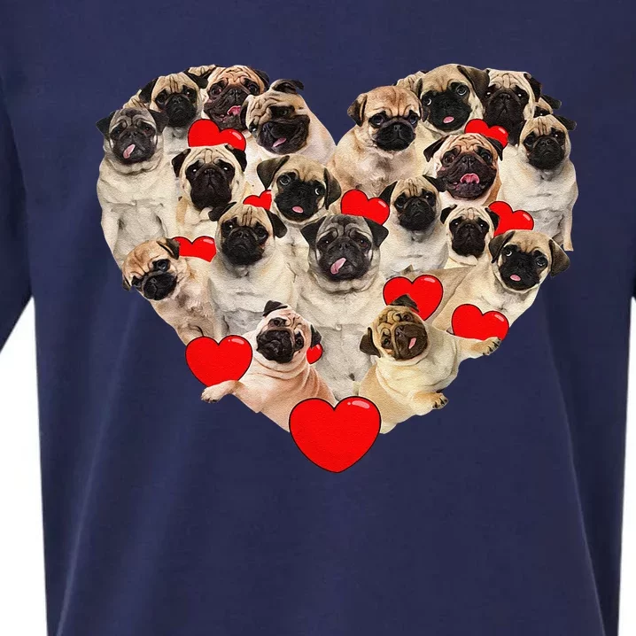 Funny Heart Love Pug Valentine's Day Puppy Pug Dog Lover Sueded Cloud Jersey T-Shirt