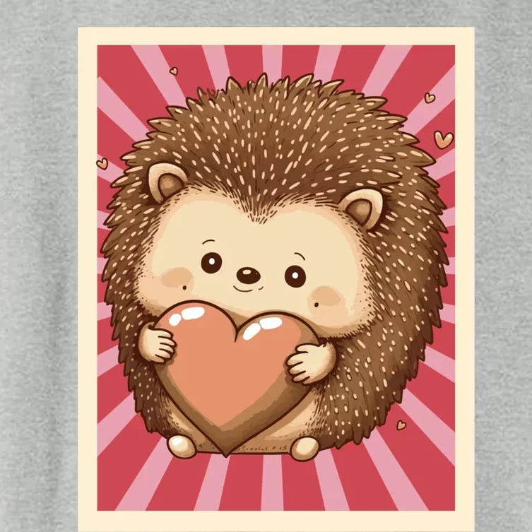 Funny Hedgehog Lovers Poster Style Heart Valentines Day Love Gift Women's Crop Top Tee