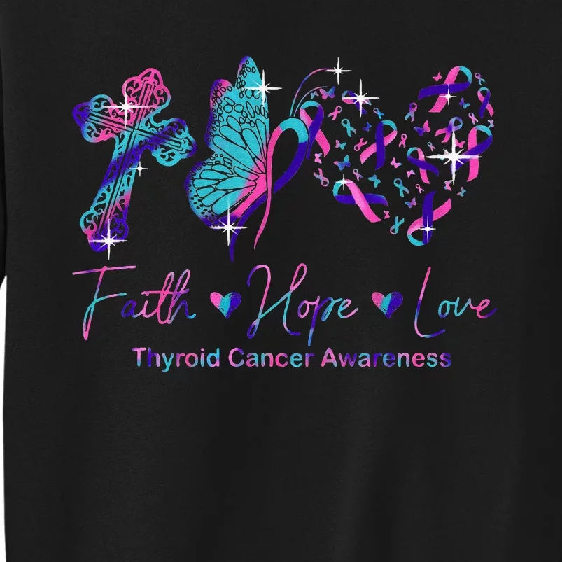 Faith Hope Love Ribbon Thyroid Cancer Awareness Sweatshirt