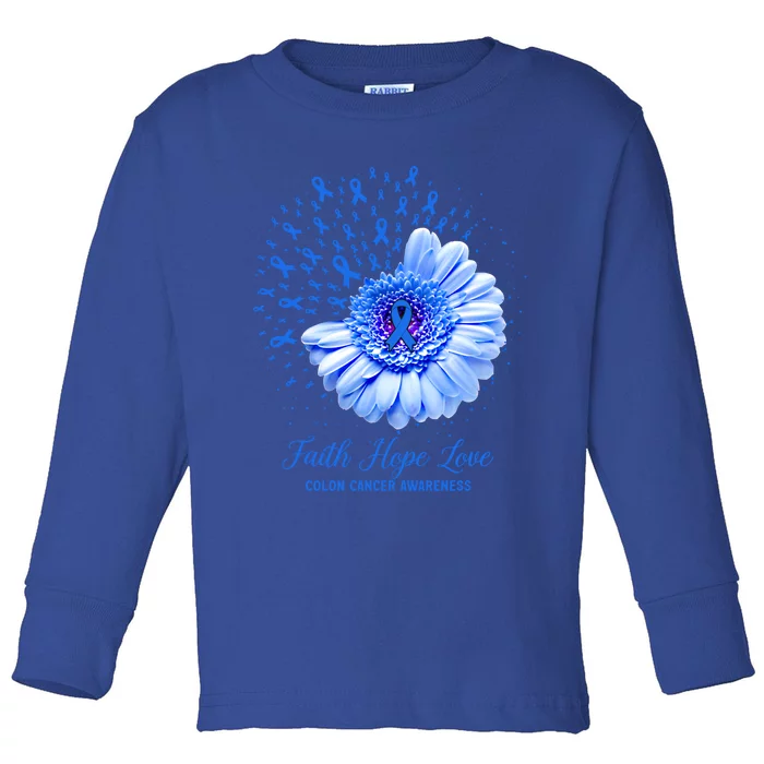 Faith Hope Love Colon Cancer Awareness Survivor Fighter Great Gift Toddler Long Sleeve Shirt