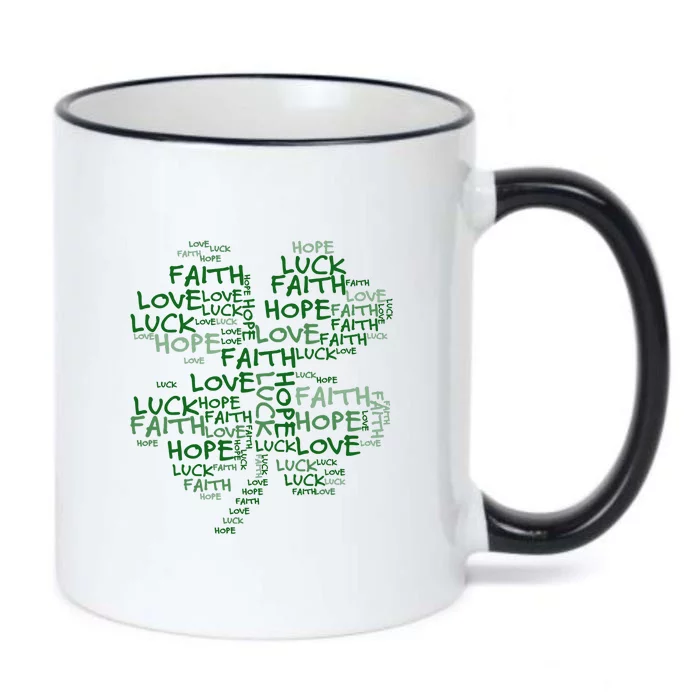 Faith Hope Love Luck St. Patrick Day Shamrock Black Color Changing Mug