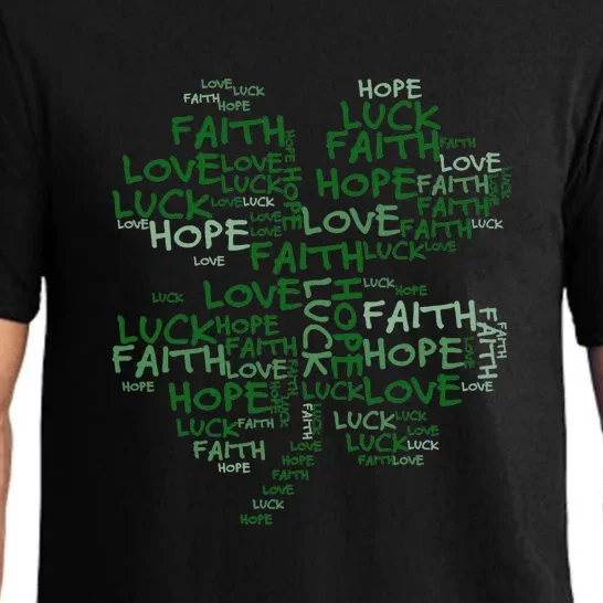 Faith Hope Love Luck St. Patrick Day Shamrock Pajama Set