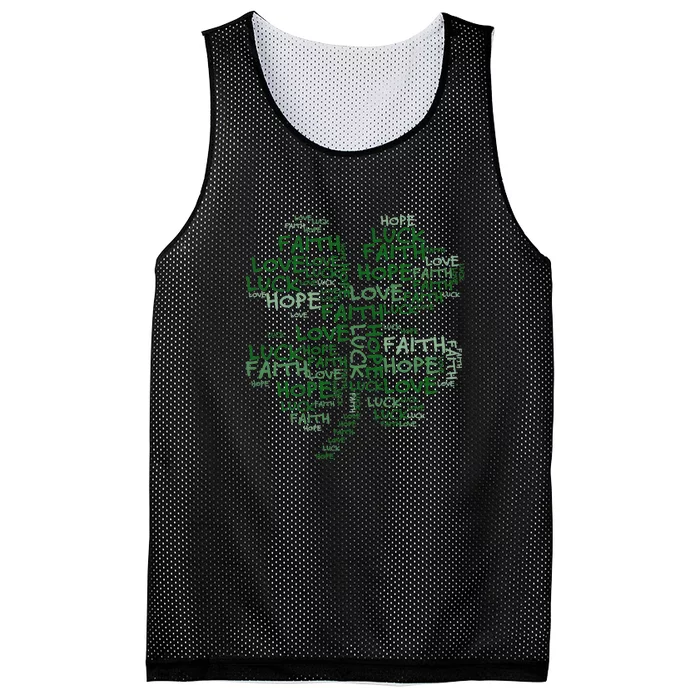 Faith Hope Love Luck St. Patrick Day Shamrock Mesh Reversible Basketball Jersey Tank