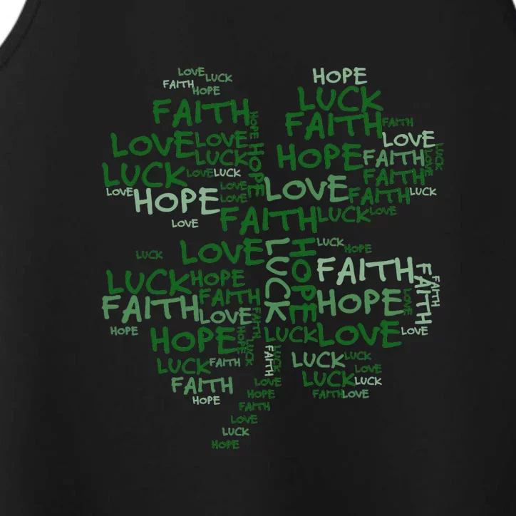 Faith Hope Love Luck St. Patrick Day Shamrock Performance Tank