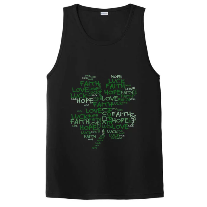 Faith Hope Love Luck St. Patrick Day Shamrock Performance Tank