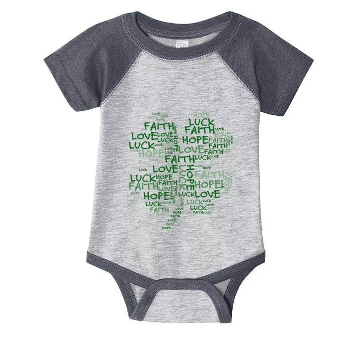 Faith Hope Love Luck St. Patrick Day Shamrock Infant Baby Jersey Bodysuit