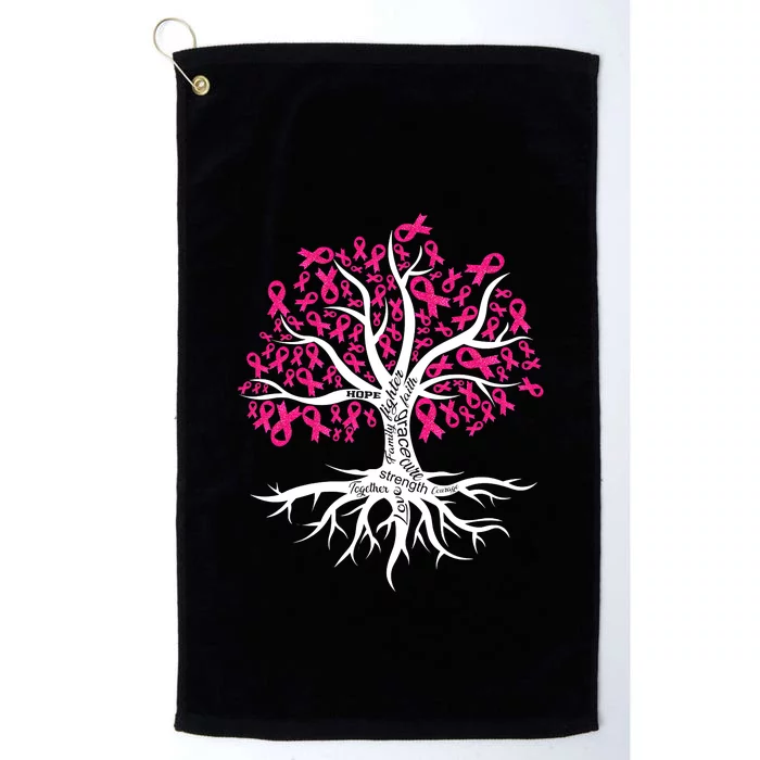 Faith Hope Love Tree Pink Ribbon Breast Cancer Awareness Platinum Collection Golf Towel