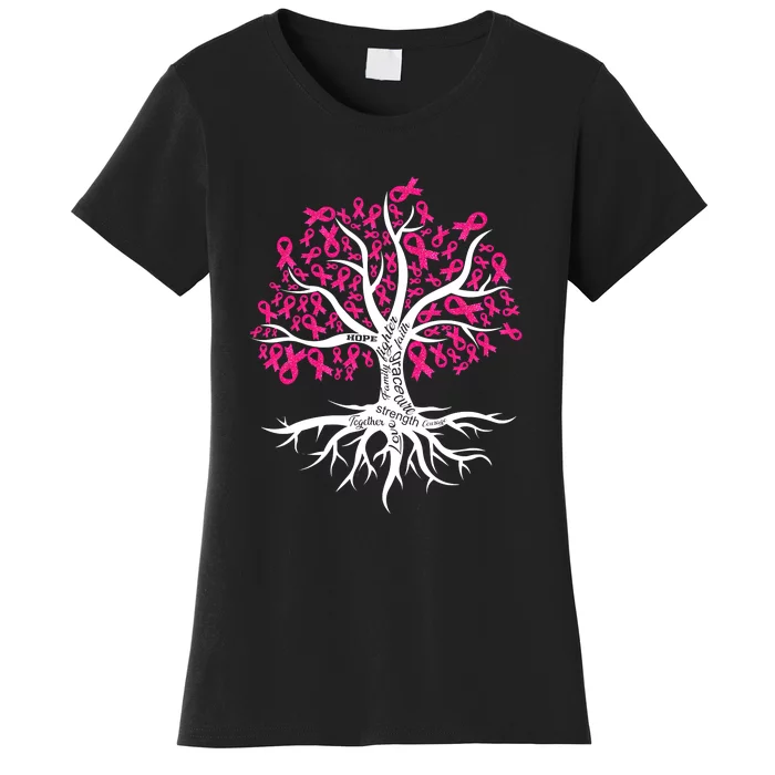 Faith Hope Love Tree Pink Ribbon Breast Cancer Awareness Women's T-Shirt