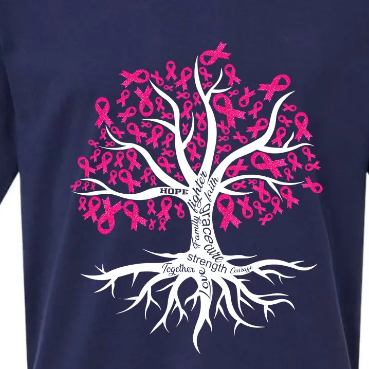 Faith Hope Love Tree Pink Ribbon Breast Cancer Awareness Sueded Cloud Jersey T-Shirt