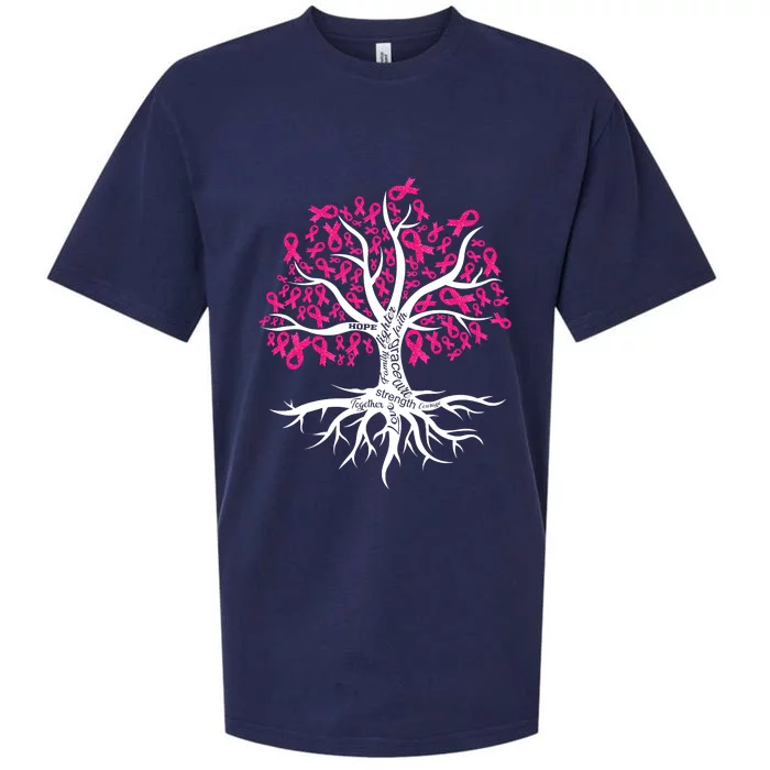 Faith Hope Love Tree Pink Ribbon Breast Cancer Awareness Sueded Cloud Jersey T-Shirt