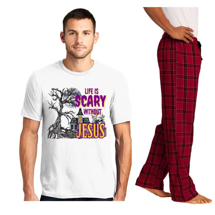 Funy Halloween Life Is Scary Without Jesus Christian Faith Pajama Set