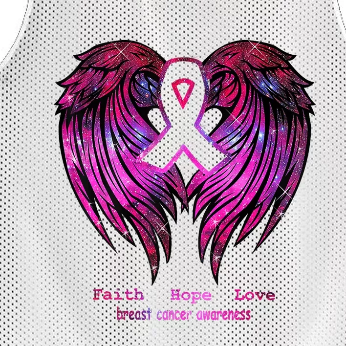 Faith Hope Love Wings Breast Cancer Awareness Back Mesh Reversible Basketball Jersey Tank