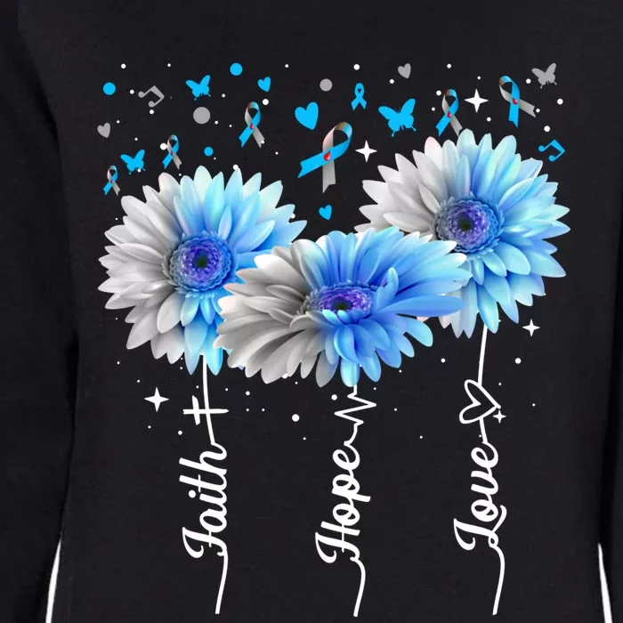 Faith Hope Love Cute Daisy Diabetes Awareness Gift Womens California Wash Sweatshirt