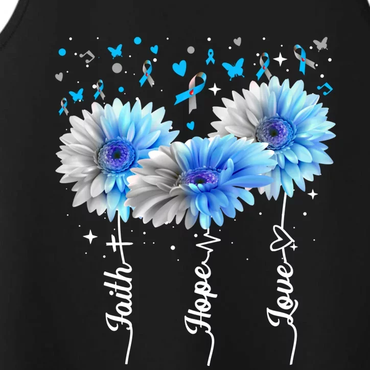 Faith Hope Love Cute Daisy Diabetes Awareness Gift Performance Tank