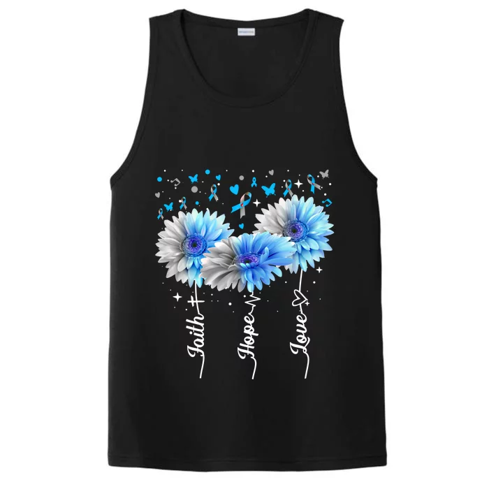 Faith Hope Love Cute Daisy Diabetes Awareness Gift Performance Tank