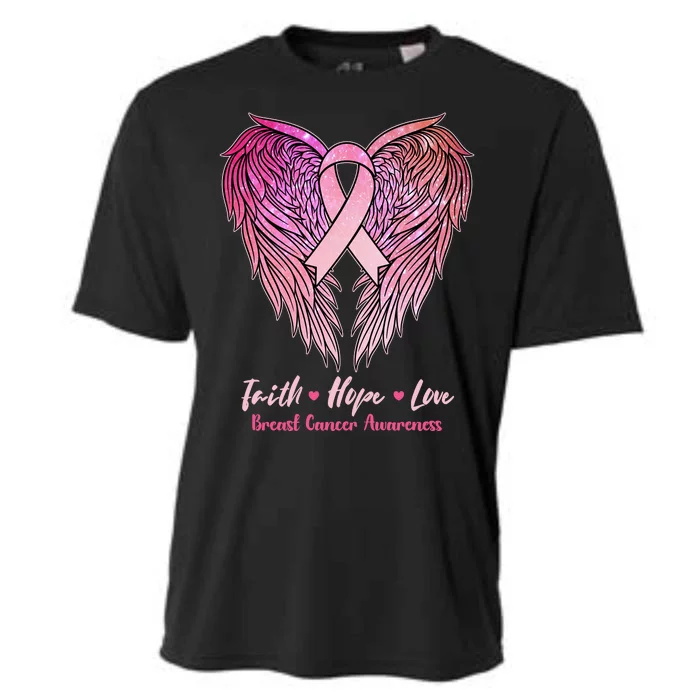 Faith Hope Love Breast Cancer Awareness Winged Pink Ribbon Cooling Performance Crew T-Shirt