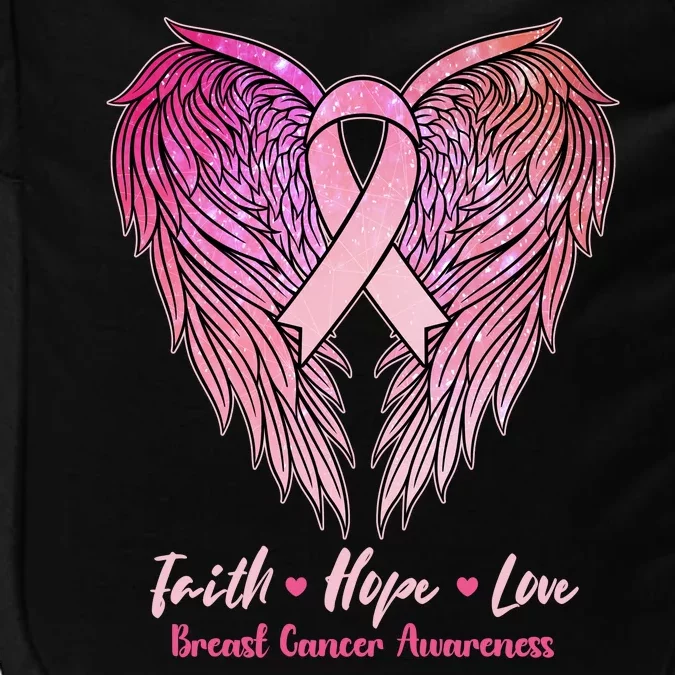 Faith Hope Love Breast Cancer Awareness Winged Pink Ribbon Impact Tech Backpack