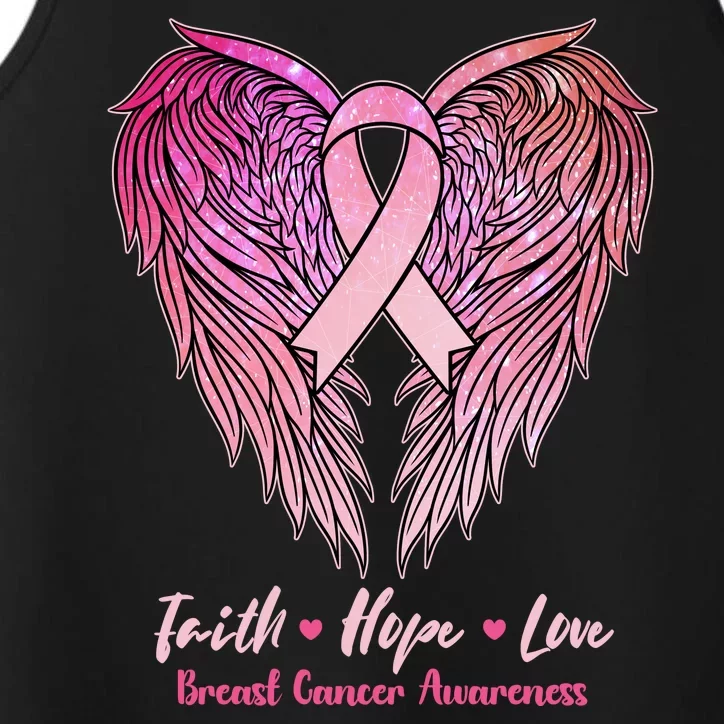 Faith Hope Love Breast Cancer Awareness Winged Pink Ribbon Performance Tank