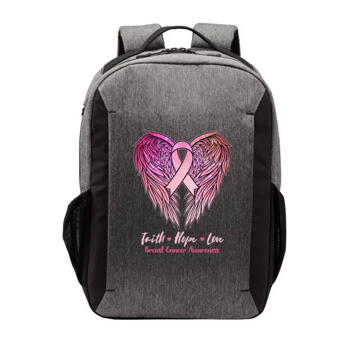 Faith Hope Love Breast Cancer Awareness Winged Pink Ribbon Vector Backpack