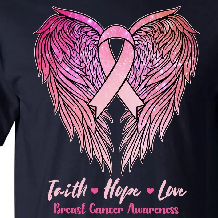 Faith Hope Love Breast Cancer Awareness Winged Pink Ribbon Tall T-Shirt