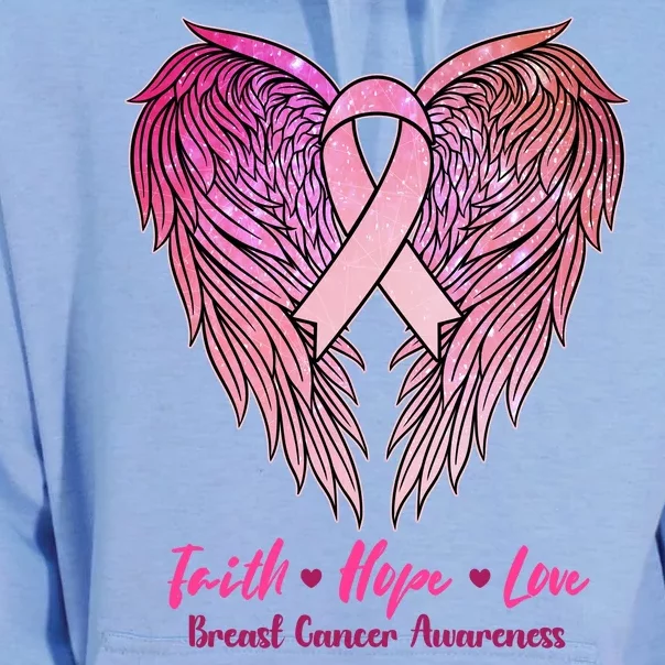 Faith Hope Love Breast Cancer Awareness Winged Pink Ribbon Unisex Surf Hoodie